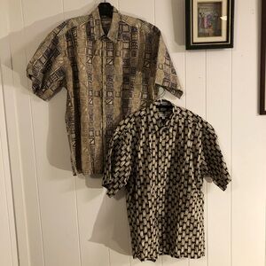 Via Veneto Men's Geometric Patterned Shirts (2) Medium